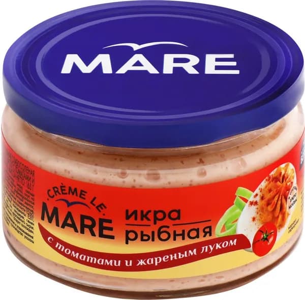 Икра рыбная слабосоленая БАЛТИЙСКИЙ БЕРЕГ Creme Le Mare, в соусе с томатами и жареным луком, 165г 3 шт.