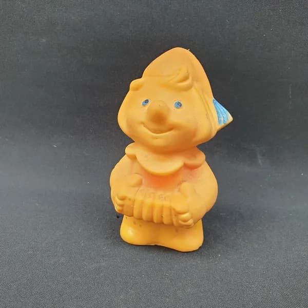 Игрушка резиновая винтажная, СССР. Фигурка Буратино с гармошкой, для детской игры