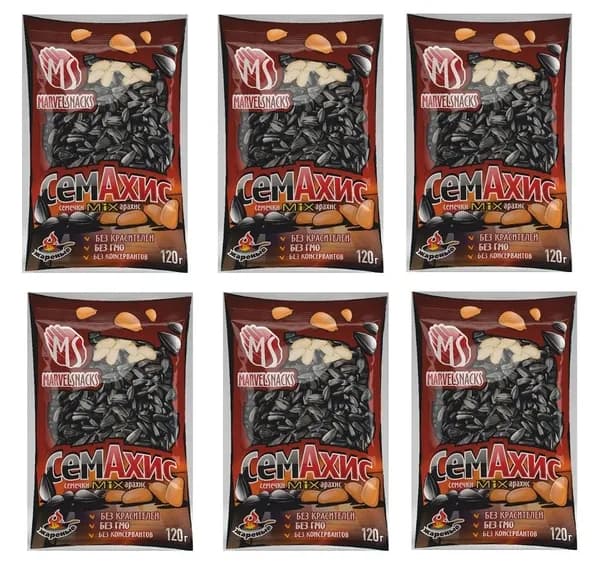 Marvelsnacks Микс Семечки+Арахис XL,вакуум, 120 г, 6 шт