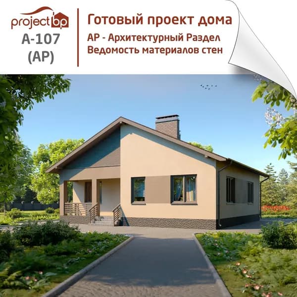 Проект современного одноэтажного дома с двухскатной крышей