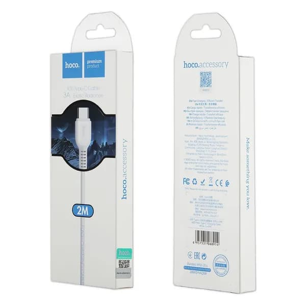 hoco Кабель для мобильных устройств USB Type-C/USB 2.0 Type-A, 2 м, белый