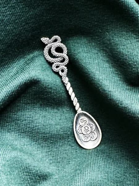 Серебряная ложка загребушка для кошелька Змея серебро 925 пробы, KU&KU