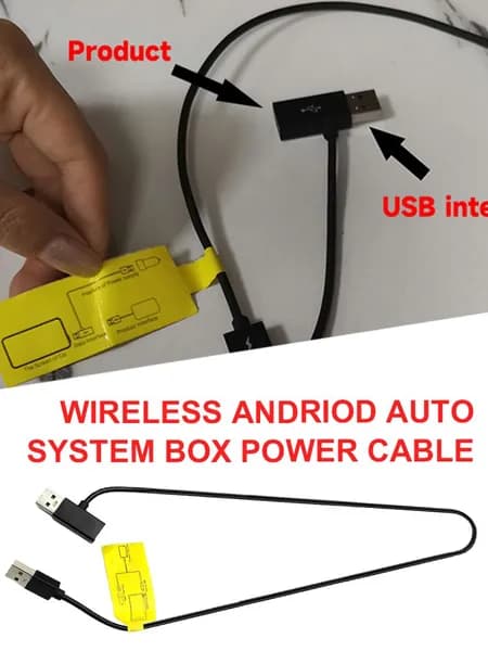 Беспроводной адаптер Android Auto, питание от прикуривателя 12 В, кабель 70 см (12 5 В)