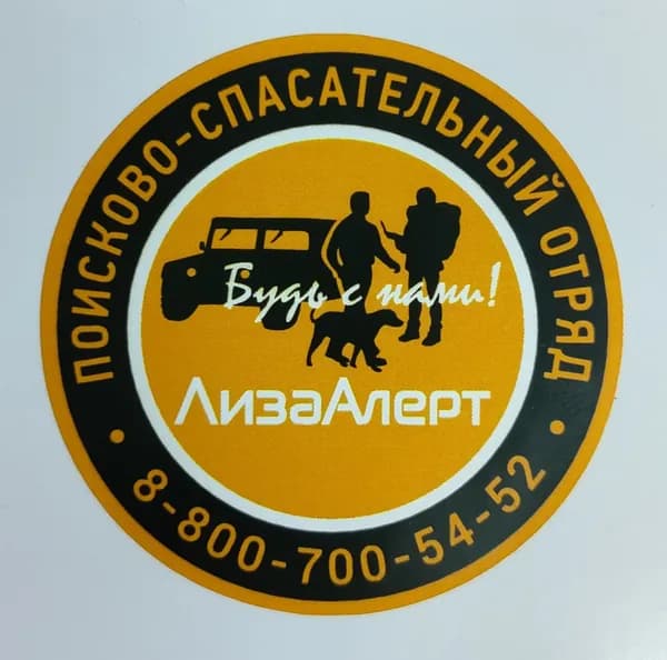 Наклейка/стикер ЛизаАлерт 5х5 см ДЖИП
