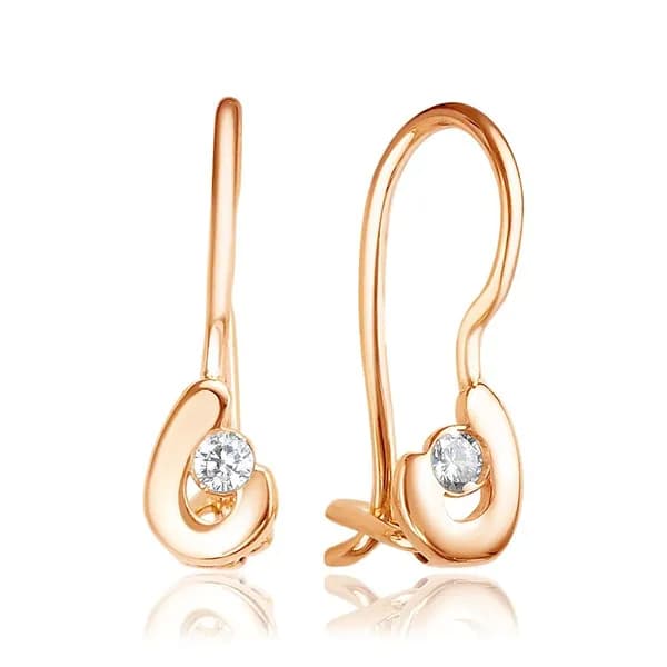 Серьги детские с фианитами из красного золота 375 пробы 585GOLD