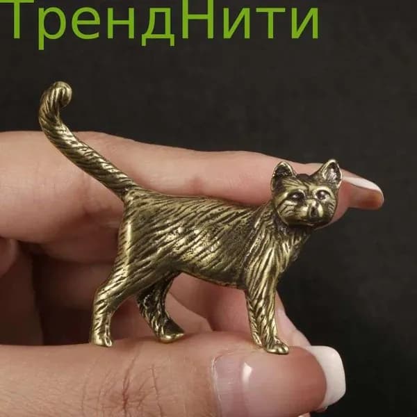 Винтажная статуэтка котенка из латуни