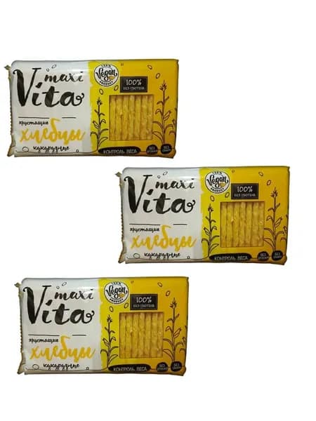 Хлебцы Рузик хрустящие Maxi Vita Любительские из кукурузы 120 грамм 3 штуки