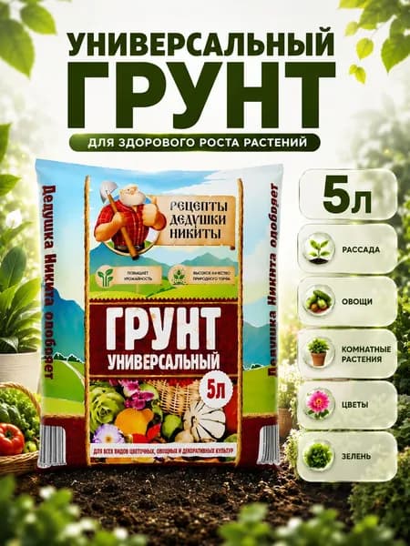 Грунт универсальный для комнатных растений, 5 л