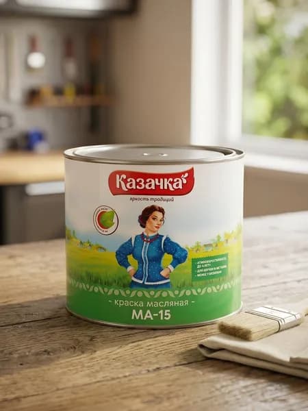 Казачка, Краска, масляная, универсальная, глянцевая, зеленая, 1.9 кг, МА-15