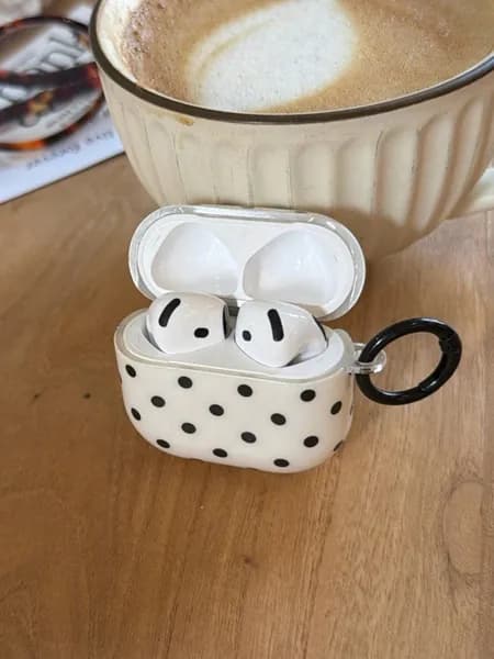 Чехол для AirPods Pro 3 AirPods 3 AirPods 4 черно-белый горох ударопрочный защитный чехол для наушников