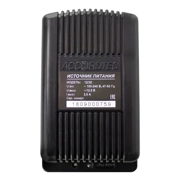 Источник питания AccordTec AT-12/3012В 3А (max. 3.5A) Блок питания, Uвх 110-240V AC, Uвых 12.6V DC, Iвых 3,0A (ном.) белый
