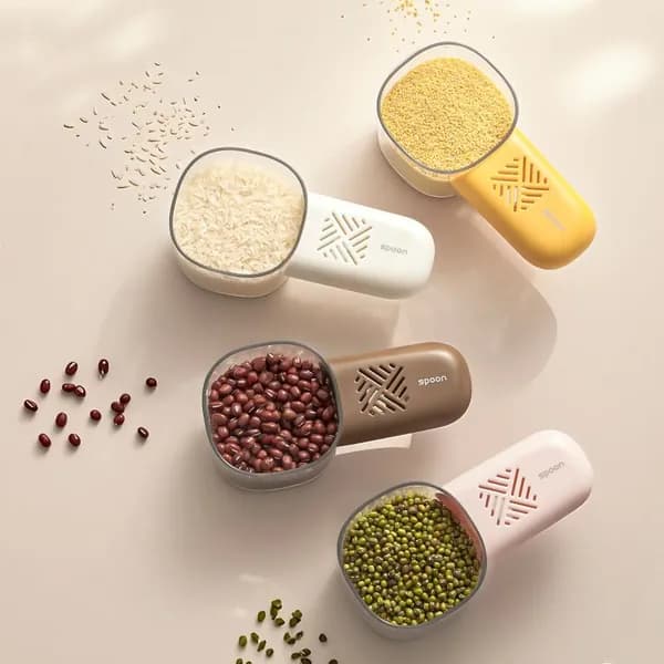 Ложка-дозатор для сыпучих продуктов, многофункциональная, розовый + коричневый