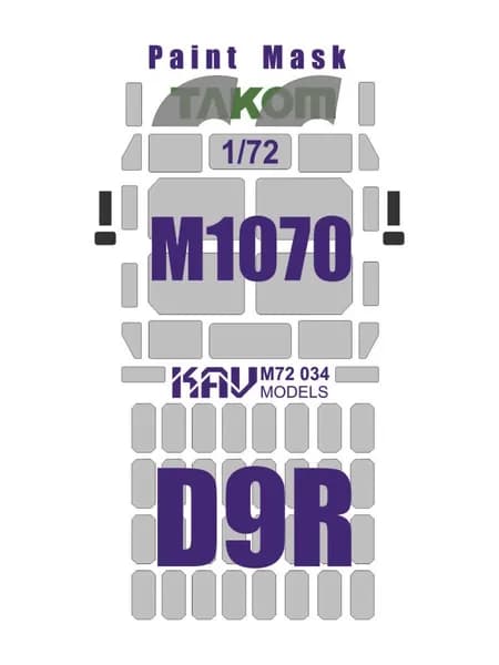 Окрасочная маска на остекление М1070 с бульдозером D9R (Takom) 1:72 KAV M72 034