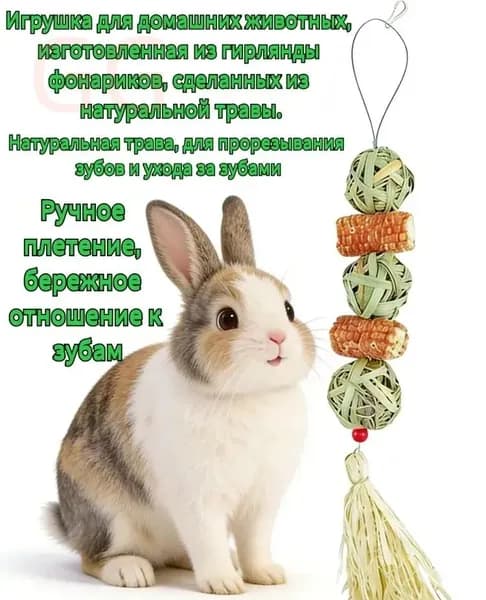 Игрушка для жевания для домашних животных: игрушка в форме фонарика из натуральной травы, подходящая для кроликов, хомяков и морских свинок. Способствует здоровью зубов.