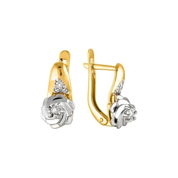 Серьги женские с бриллиантами из желтого золота 585 пробы 585GOLD