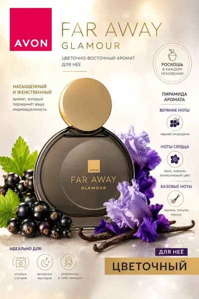 AVON Вода парфюмерная Far Away Glamour парфюмерная вода EDP 50 мл, для женщин 50 мл
