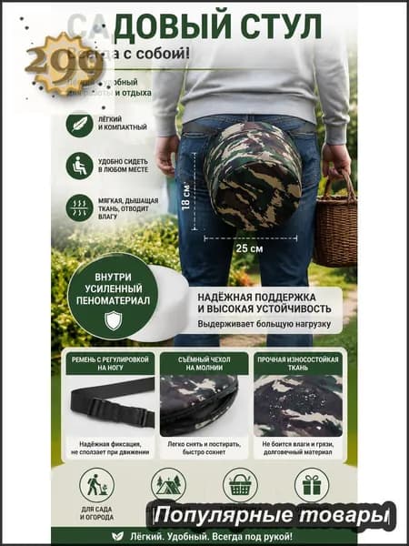 Садовый стул, ABS пластик, 25х25х18 см, 1 шт