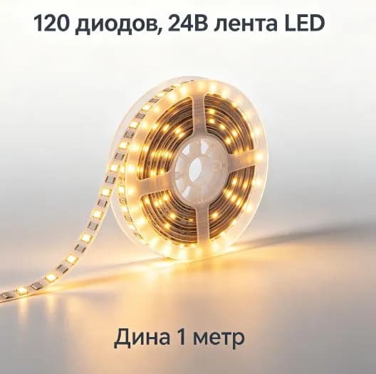 Светодиодная лента 10 Вт, Теплый белый, 1 шт