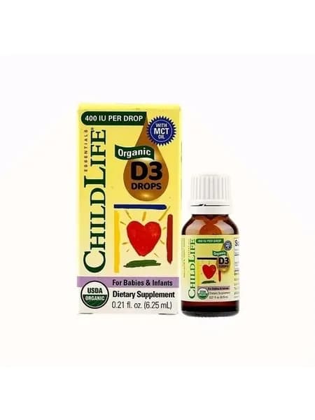 Childlife Organic D3 Капли для младенцев и детей младшего возраста Витамин D400 МЕ с добавкой кальция D 6,25 мл