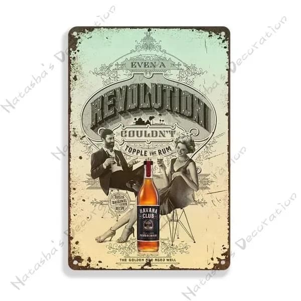 Декоративная металлическая табличка Реклама алкоголя Ром Бар Havana Club 30x20 см