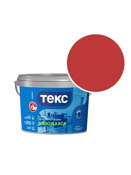 Краска моющаяся Текс Профи RAL 3020 (Транспортный красный - Traffic red) 1,8 л