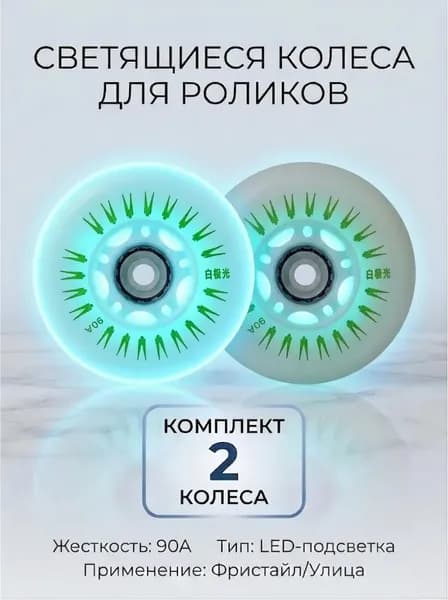Светящиеся колеса 80 мм для роликов, детского самоката с подшипниками ILQ-9 (2шт)