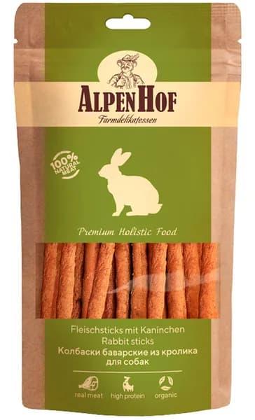 Лакомство AlpenHof для собак колбаски баварские с кроликом 50 гр (1 уп)