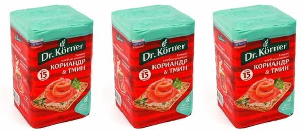 Dr. Korner Хлебцы Ржаные, с кориандром и тмином, 100 гр, 3 уп