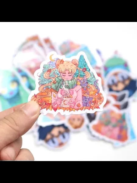Наклейки сердечки ПВХ 50шт, 7см, цвет 50pcs