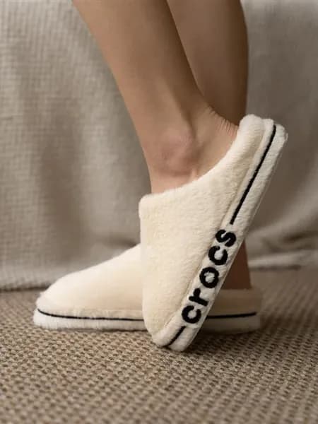 Тапочки домашние пушистые Crocs мягкие унисекс