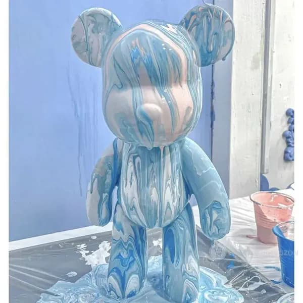 Набор для творчества мишка с красками Bearbrick fluid art 23 см(Белый, синий, синий)