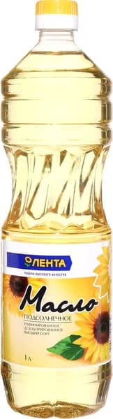 Масло подсолнечное ЛЕНТА рафинированное дезодорированное высший сорт, 1л