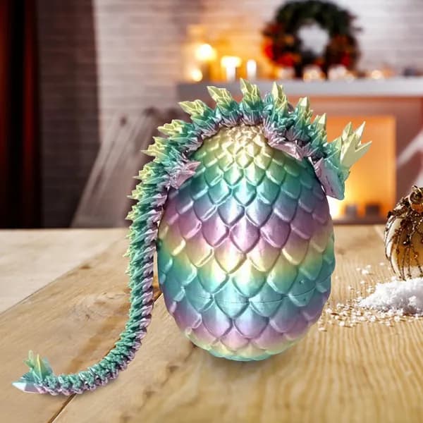3D-печать дракон и яйцо из PLA, набор мини-фигурок с радужной расцветкой, высота яйца 8,5 см