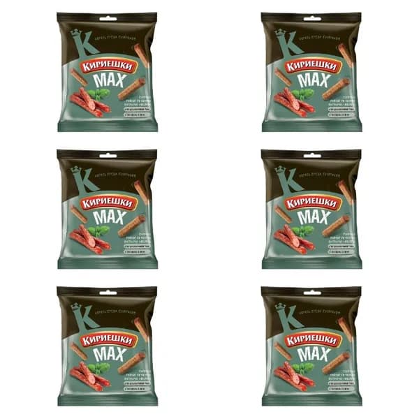 Кириешки Сухарики ржаные max, охотничьи колбаски, 40 г, 6 штук /