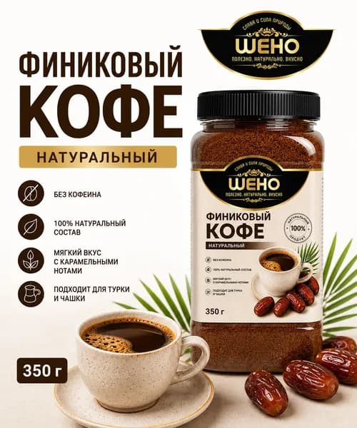 Финиковый кофе молотый без кофеина 350 г