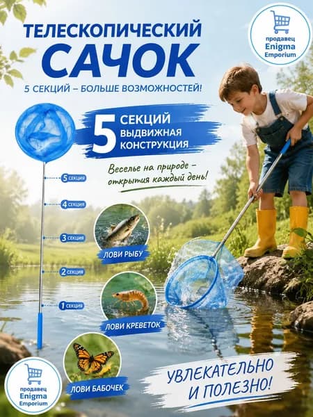 Набор для ухода за бассейном Сачок для рыбалки бабочек бассейна, детский, телескопический, рыболовный