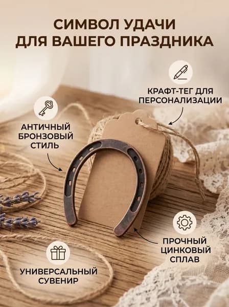 Металлический брелок-подкова антикварный на удачу, 1 шт., сувенир для свадебных подарков