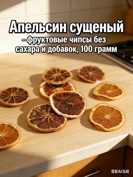 Апельсин сушеный - фруктовые чипсы без сахара и добавок, 100 грамм