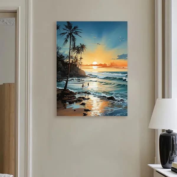 Цифровая живопись Sunset Surf at the Beach 40 50 см, без рамы, с набором красок и кистями