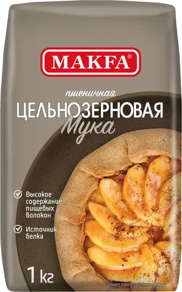 Мука пшеничная цельнозерновая MAKFA 1000г