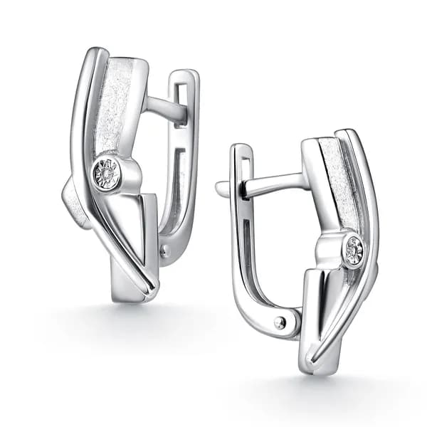 Серебряные серьги DIAMANT-ONLINE с бриллиантом 925 пробы