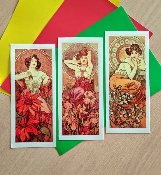Ткань для пэчворка, декора, рукоделия. Коллекция лоскутов "Нимфы Альфонса Мухи. Модерн"