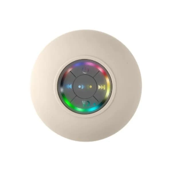 Водонепроницаемая мини-колонка bluetooth с присоской, rgb подсветка и микрофон / белая.