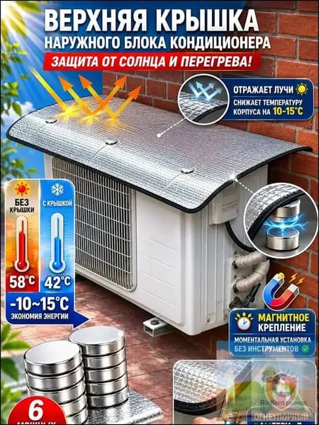 Солнцезащитный козырек, верхняя крышка наружного блока кондиционера - защитный чехол экран для сплит-системы на магнитах, отражатель от солнца и дождя.-qm358wedrFhjXk-l0-7;1 4ASDFGH JK