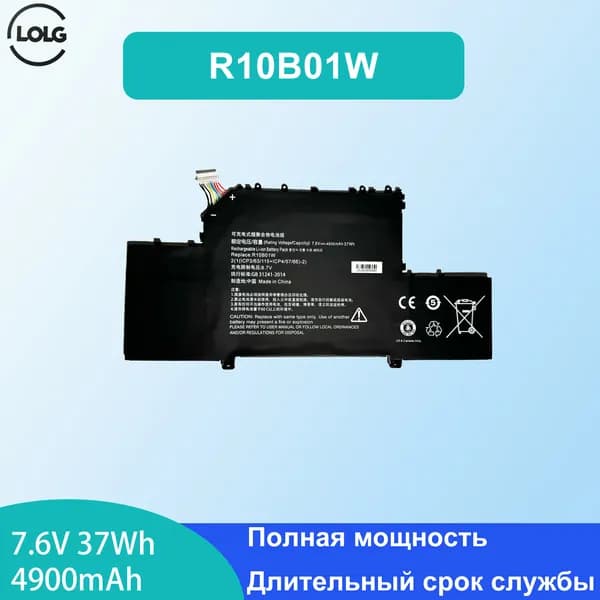 LOLG Аккумулятор для ноутбука 4900 мАч, (R10B01W R10BO1W Аккумулятор для ноутбука Xiaomi Mi Air 12,5" TM1607 161201-01 161201-AA Серия Notebook 7,6 В)