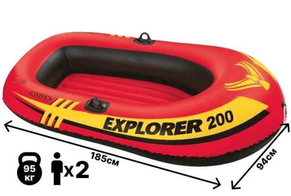 Лодка надувная на 1-2 человек до 95 кг EXPLORER 200, 185*94*41см