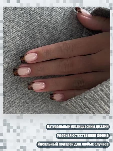 Накладные ногти с французским маникюром, квадратная форма, полное покрытие