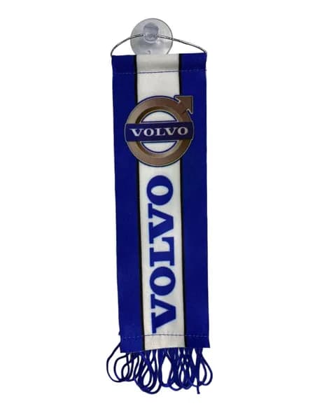 Вымпел VOLVO 5.5 х 20 см на присоске цвет синий с бахромой/ вымпел в машину на присоске