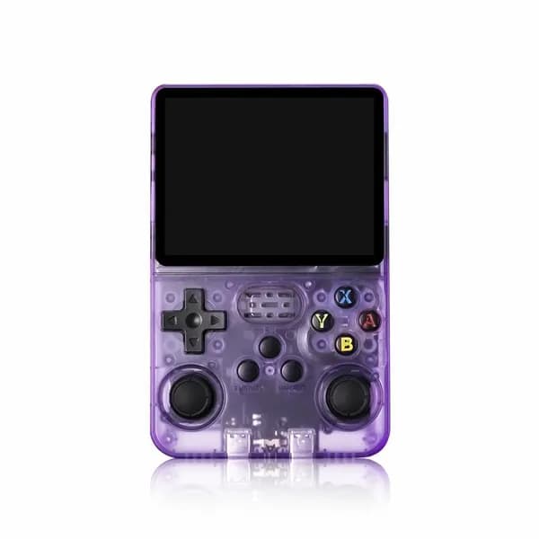 Портативная игровая консоль R36S с Android, 64 ГБ, прозрачный фиолетовый корпус, поддержка HD, эмуляторы PS1/PSP/MAME