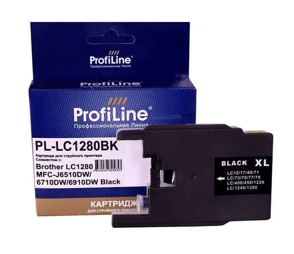 Картридж для струйного принтера LC1280XLBK ProfiLine для Brother MFC-J6510DW/MFC-J6710DW/MFC-J6910DW, увеличенной емкости, цвет черный